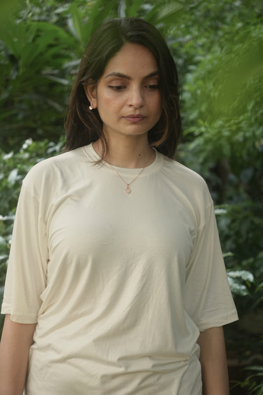 Oversize Bamboo Tee - Light Beige