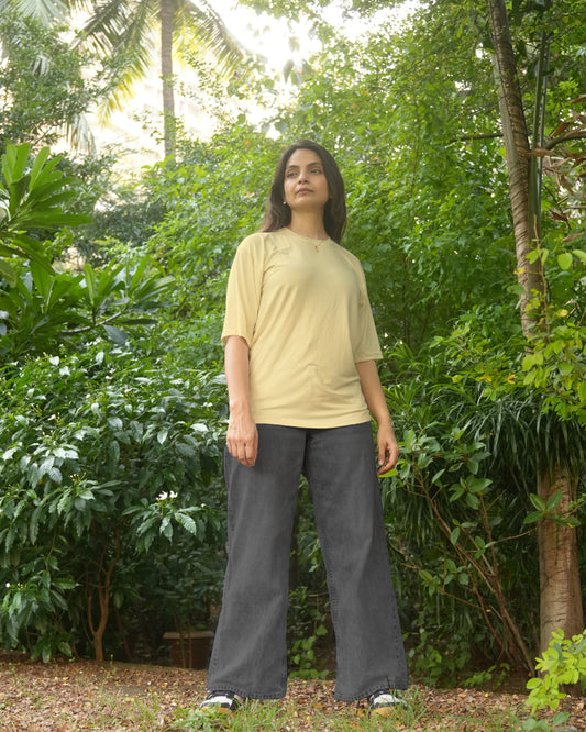 Oversize Bamboo Tee - Pastel Yellow