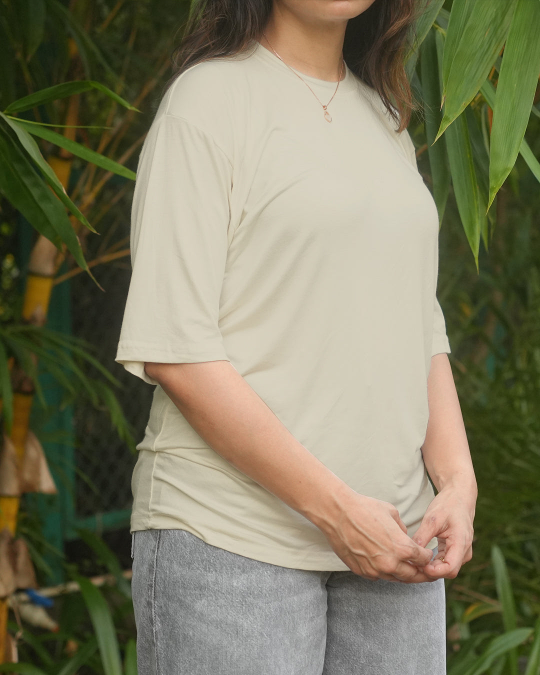 Oversize Bamboo Tee - Light Beige