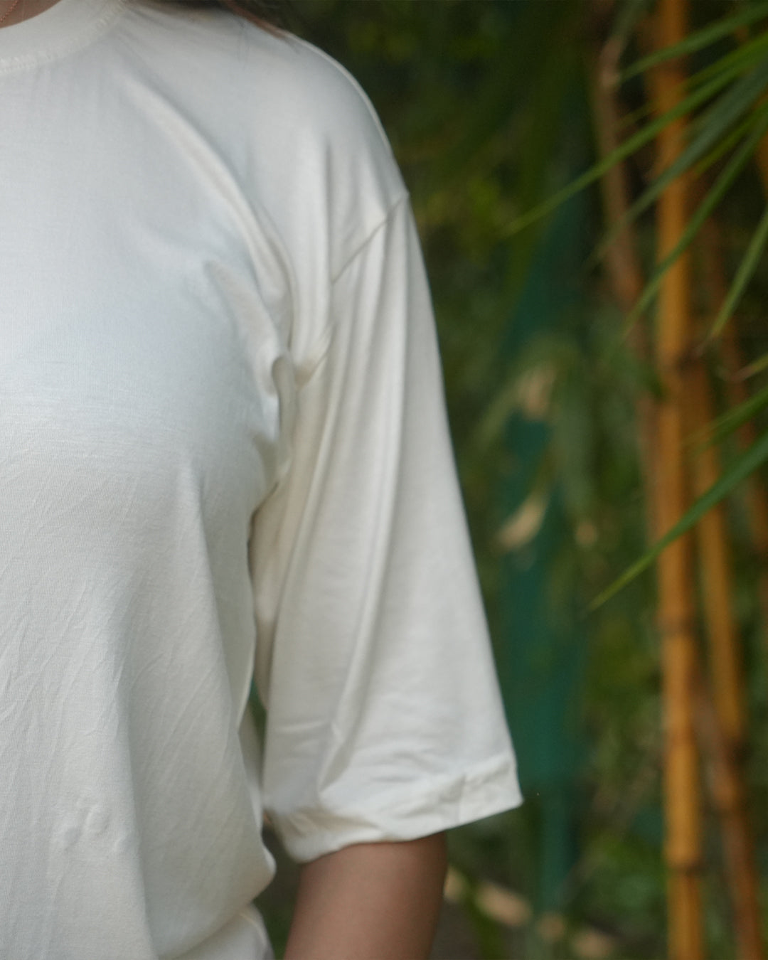Oversized Bamboo Tee- Chalk White