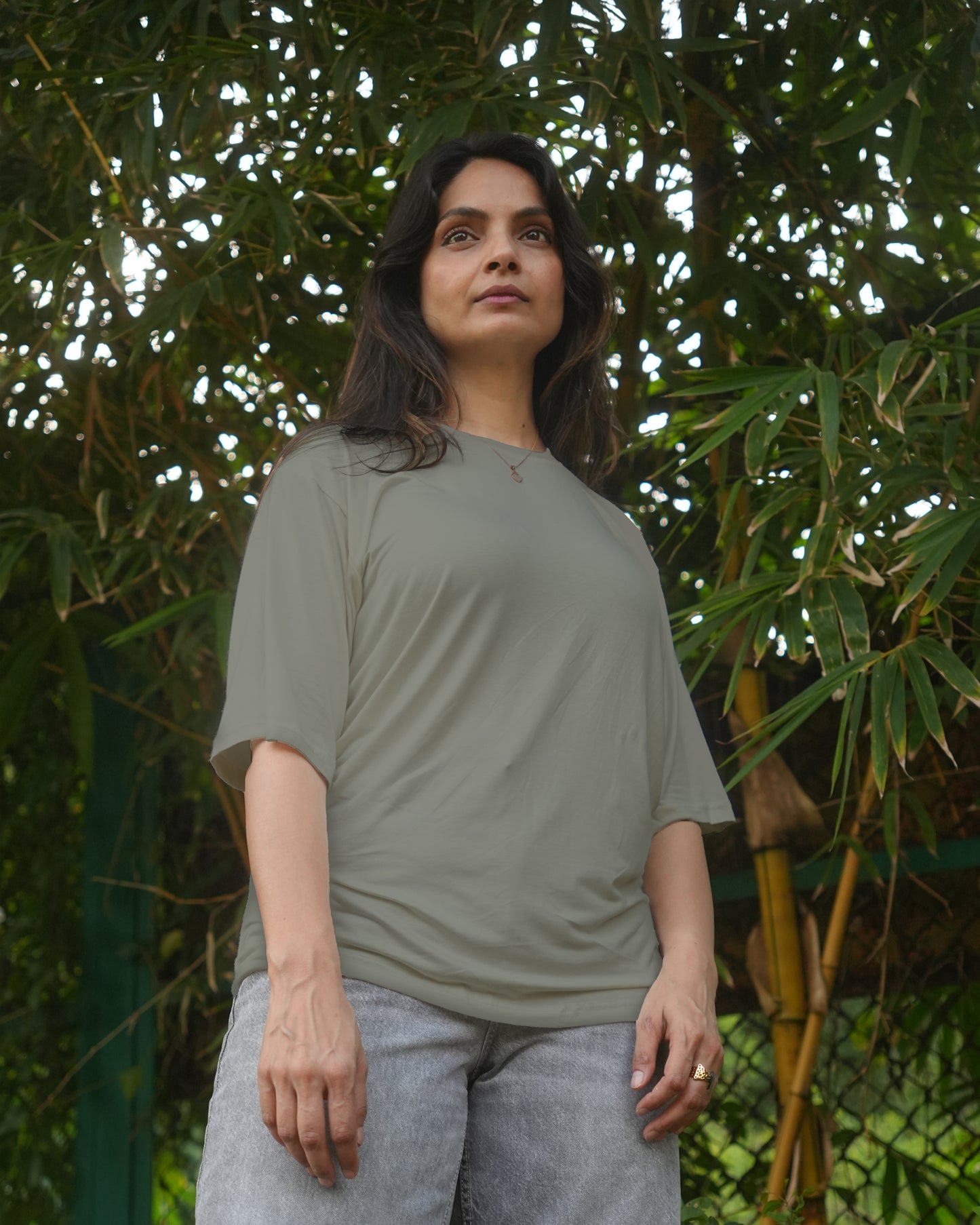 Oversize Bamboo Tee -Warm Eucalyptus