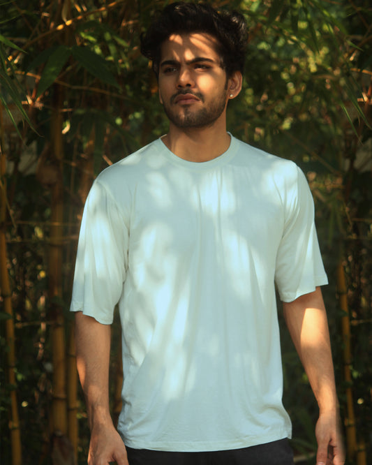 Oversize Bamboo Tee -Ice Crystal Blue