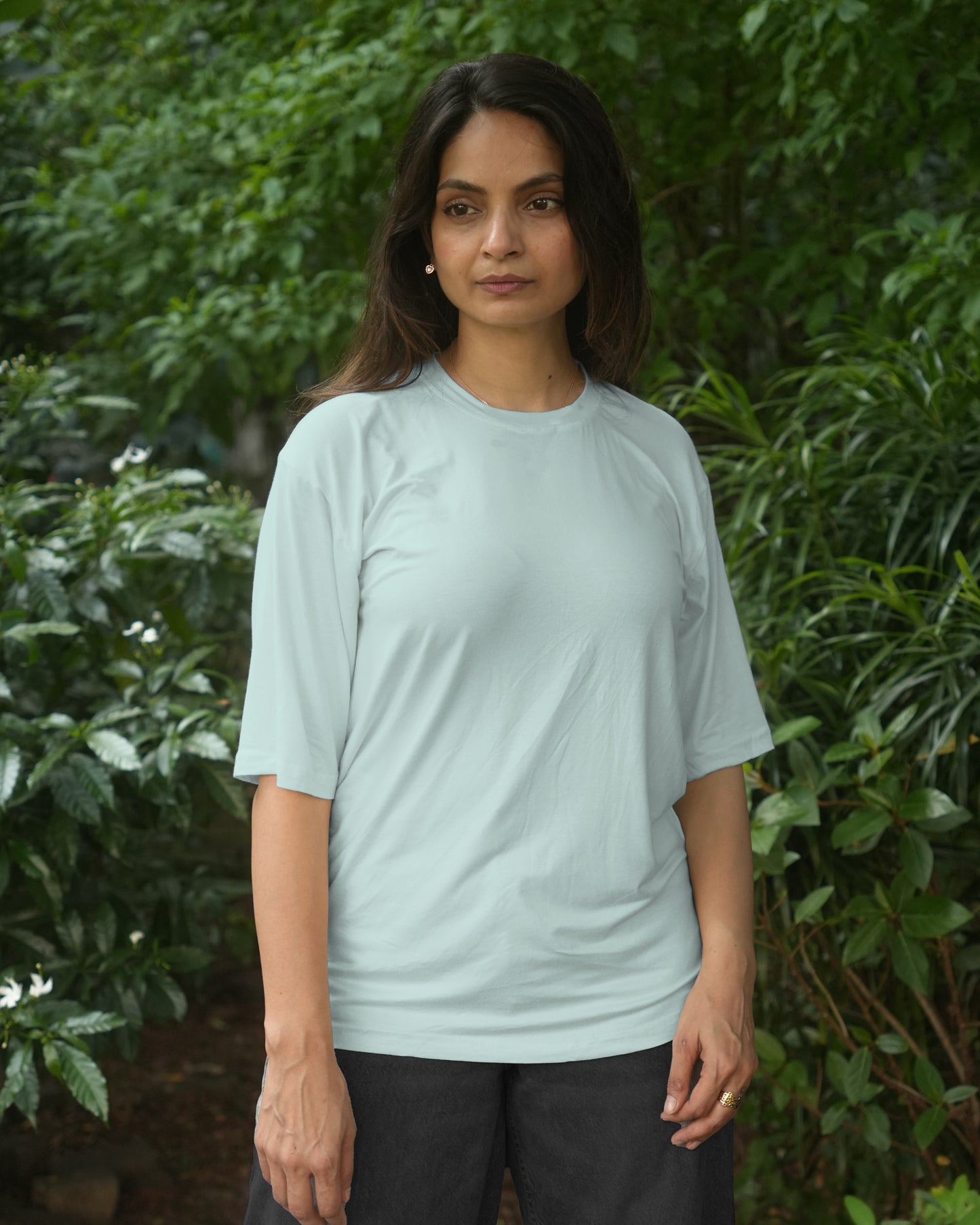 Oversize Bamboo Tee -Ice Crystal Blue