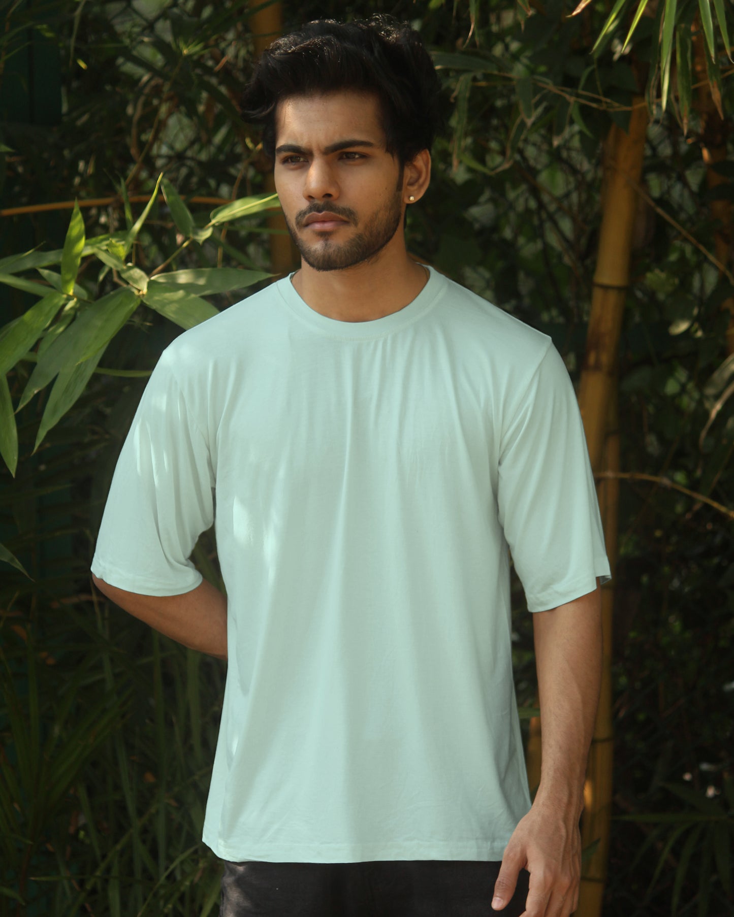 Oversize Bamboo Tee -Ice Crystal Blue
