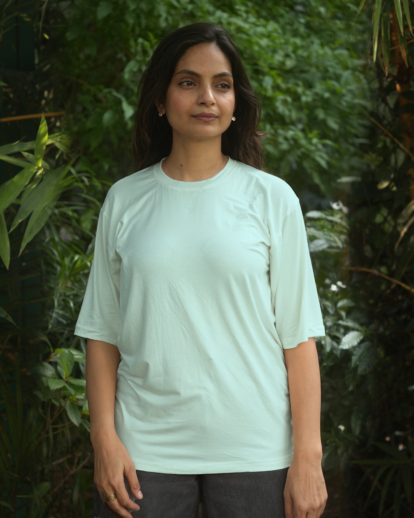 Oversize Bamboo Tee -Ice Crystal Blue