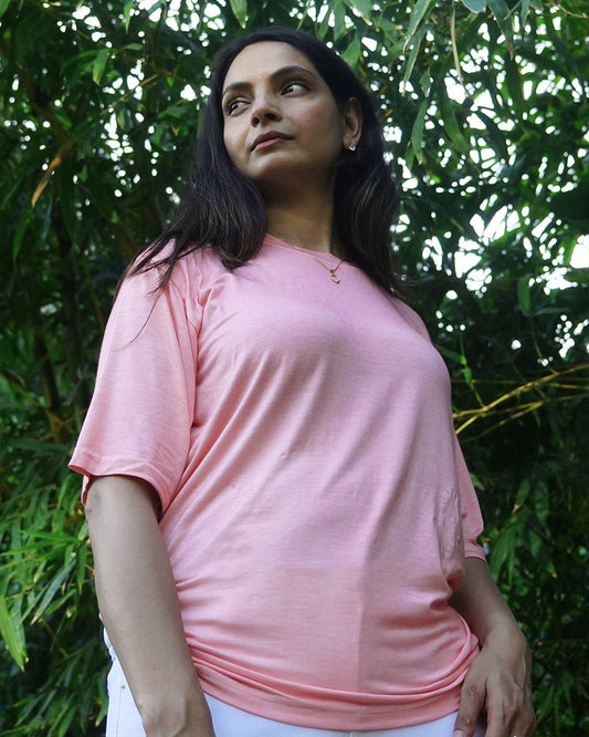 Oversize Bamboo Tee - Salmon Pink