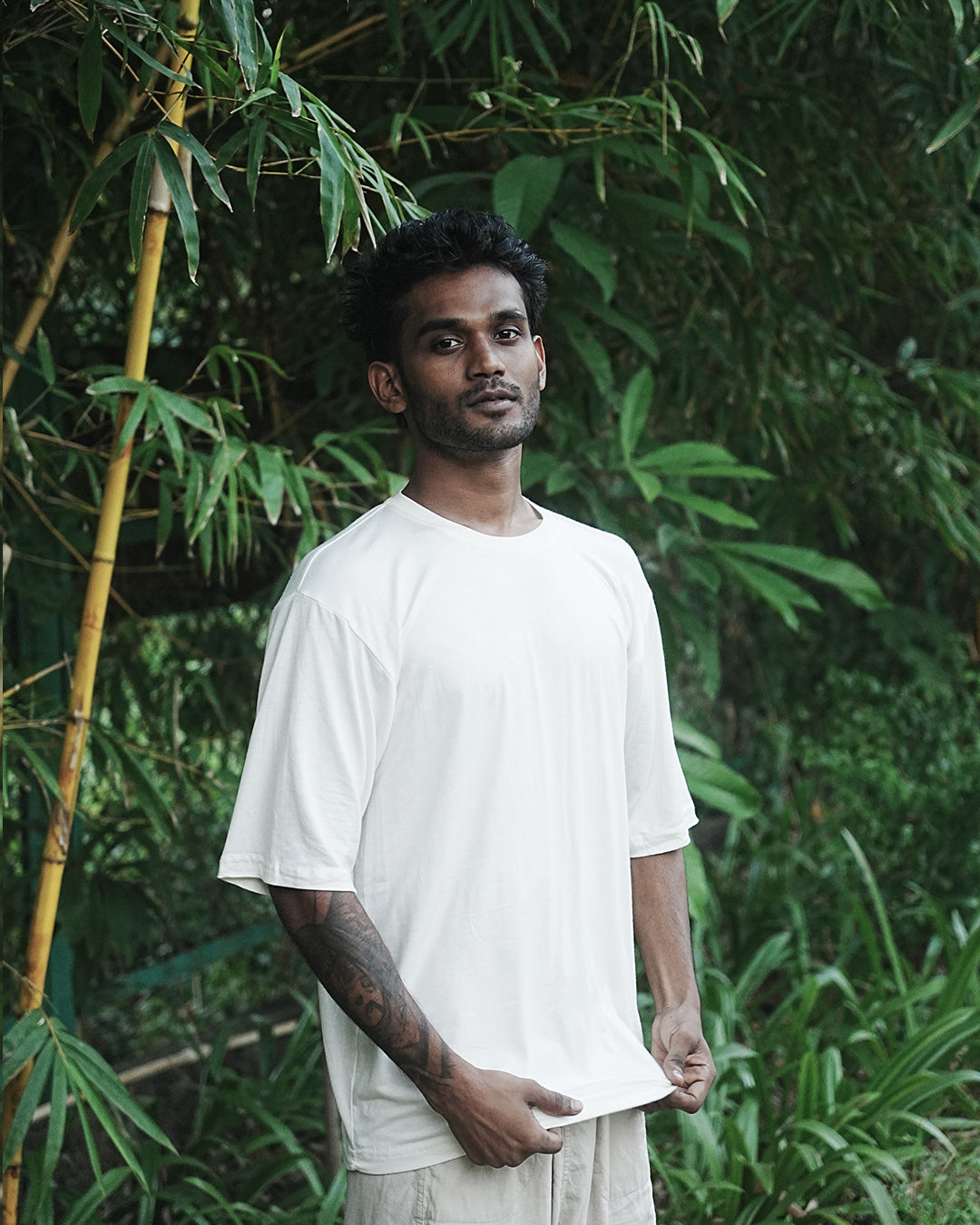 Oversized Bamboo Tee- Chalk White