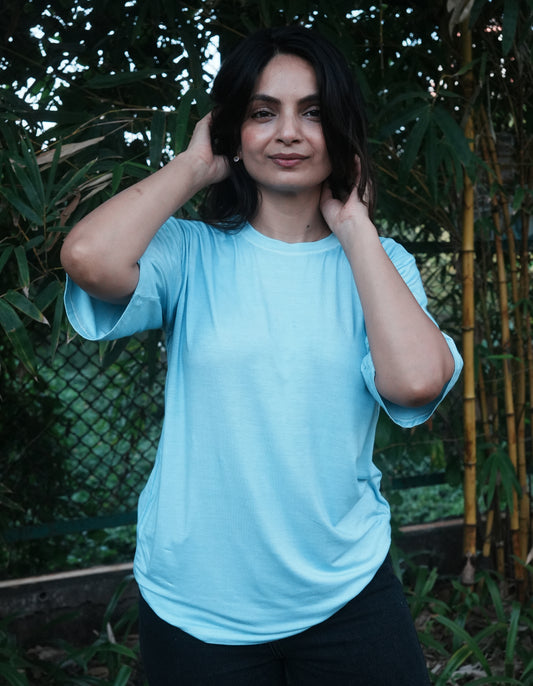 Oversize Bamboo Tee - Robin's Egg Blue