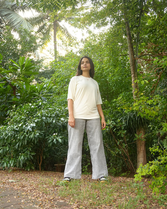 Oversized Bamboo Tee- Chalk White